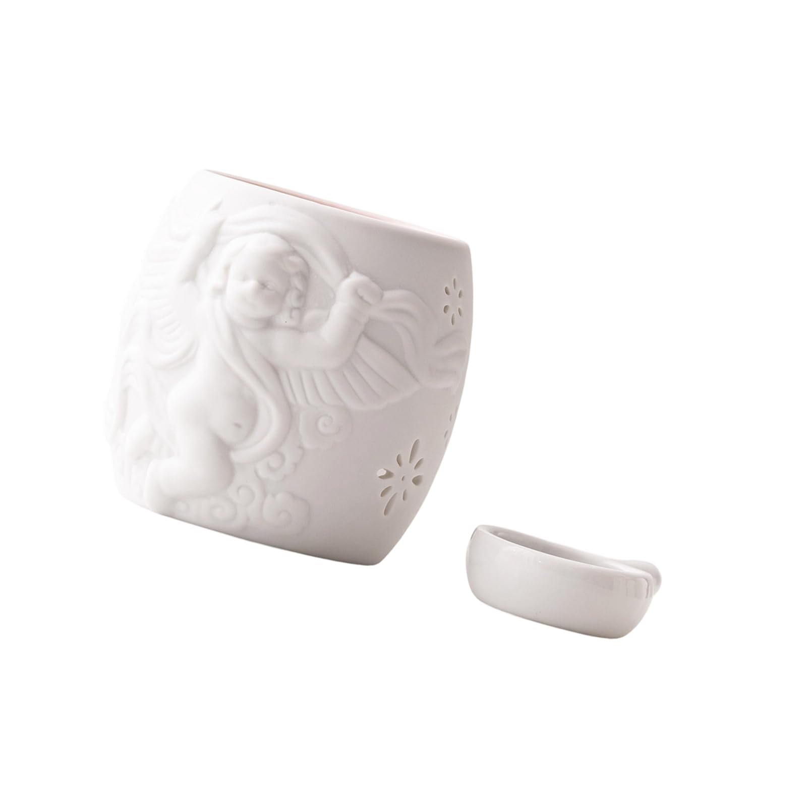 Buxuaaaa Handcrafts Ceramic Scent Burners with 3D Embossing Designs Scent Burners for Essential Oil and Meditating Decors Ceramic Diffusers Featuring Lovely