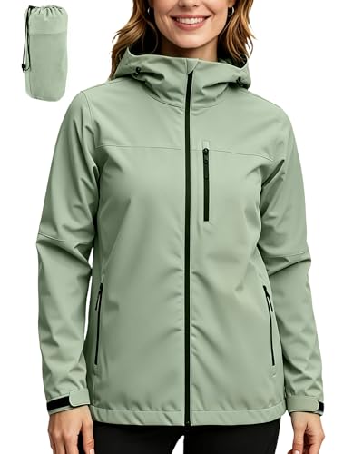 ACCNUO Women's Rain Jacket Rain Coat Waterproof Windbreaker With Hood,Lightweight Spring Jacket for Outdoor Cycling Hiking