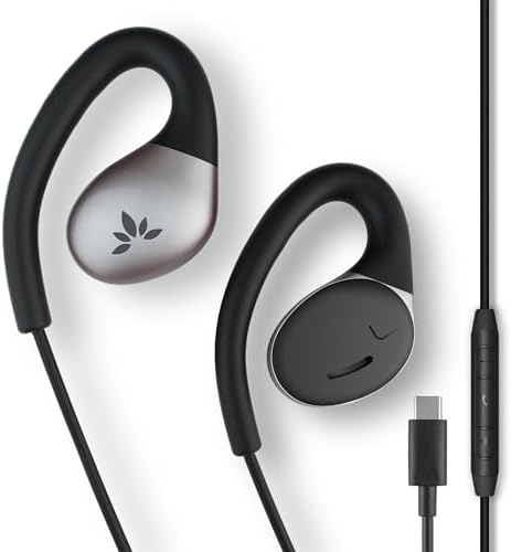 Avantree Resolve-C - USB C Wired Open-Ear Earbuds & Microphone (for Small-Medium Ear) with in-Line Controls & Over-Ear Hooks, Headphones Compatible with Samsung, iPhone 15 and Other Type C Smartphone