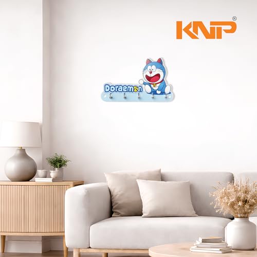Image of KNP Art Acrylic Key Holders, Premium HD UV Printed, Multipurpose Key Stand for Home, Office Decor, Weather Proof, Anti-Rust, Wall Mounted Key Holder, Cartoon Theme, (Doremon)