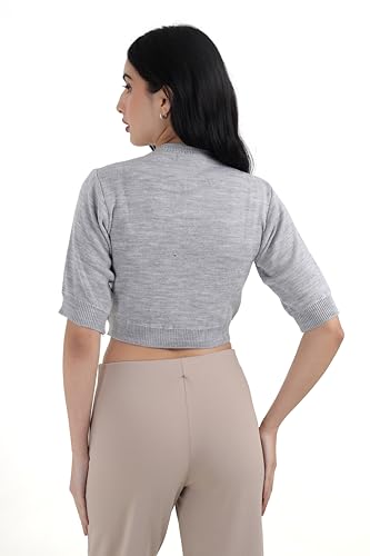Image of Women Winter Wear V-Neck Half Sleeves Regular Fit Woollen Blouse