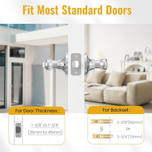 HOSOM Satin Nickel Entry Door Lever, Interior Exterior Door Handle, Wave Style Lever Door Handles with Lock and Key, Keyed Doors Lock Knob, 1 Pack - Thumbnail 2