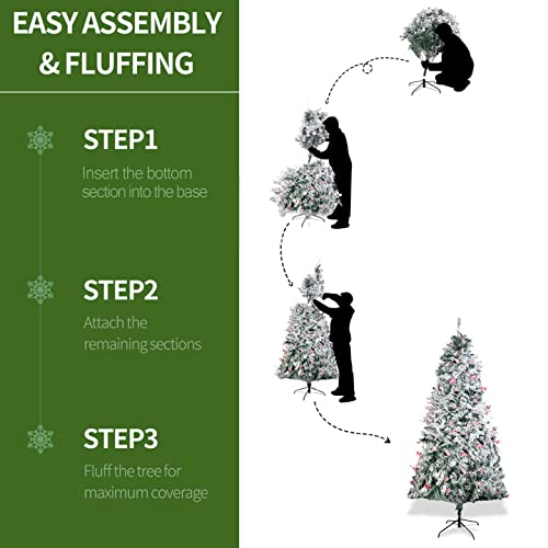 Sunshine Decor Premium Snow Flock Christmas Tree For Home, Office, Party Christmas Decoration With Durable Metal Legs- Artificial Tree With W/ 950 Branch Tips (6Ft) #TOP4