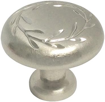 30 Pack Satin Nickel Leaf 1-1/4" (32mm) Diameter Kitchen Cabinet Hardware Round Knobs Pull 7418-32