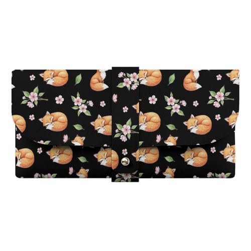 SEBNATAL Adults Reusable Blossom Flower Cherry Fox Glasses Storage Pouch Travel Sunglasses Case Fashion Eyeglass Organizer Cases