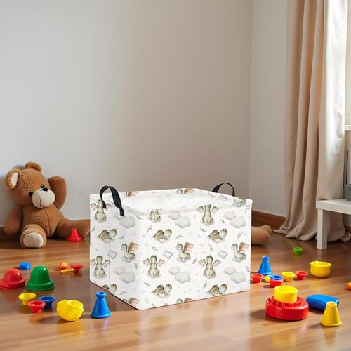 Image of Rectangular Baby Girl Basket Kids Baby Storage Basket Toy Storage Bin Organizer Box Room Decor(Cute Dinosaur)