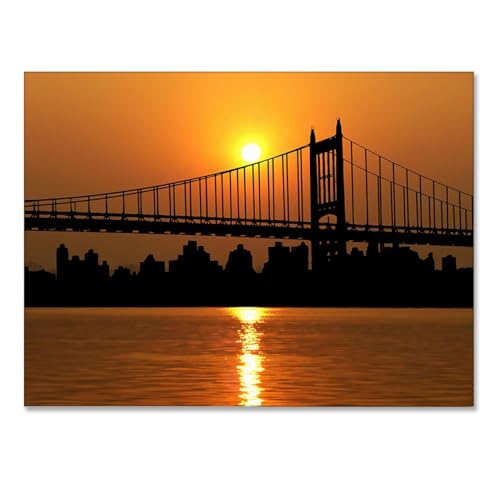 Tableau Pont de Brooklyn Sunset pour Salon - Toile Déco New York Voyage 30x40