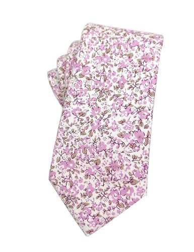Image of Mantieqingway Men's Cotton Floral Neck Tie 2.56'' Printed Skinny Tie