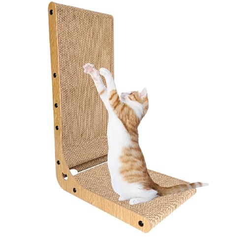 Rascador de cartón para Gatos, Tablero rascador para Gatos | Rascador para Gatos en Forma de L,Tablero rascador de relajación Vertical para Gatos, Montaje en Pared para Gatos de Interior, Suministros