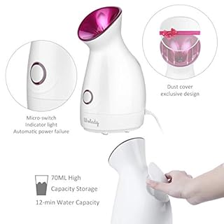 Facial Steamer SPA Sauna Face Humidifier Wolady Home Sauna Steamer Nano Ionic Warm Mist Humidifier Steamer with Stainless Steel Skin Kit for Pores Cleanse Clear Blackheads Acne Skin Cares (Middle)