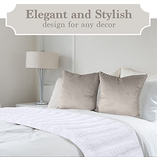 The Connecticut Home Company Throw Blanket, Soft Plush Reversible Faux Fur And Sherpa, Warm Thick Throws For Bed, Comfy Washable Bedding Accent Blankets For Sofa Couch Chair, 65X50, White #TOP3