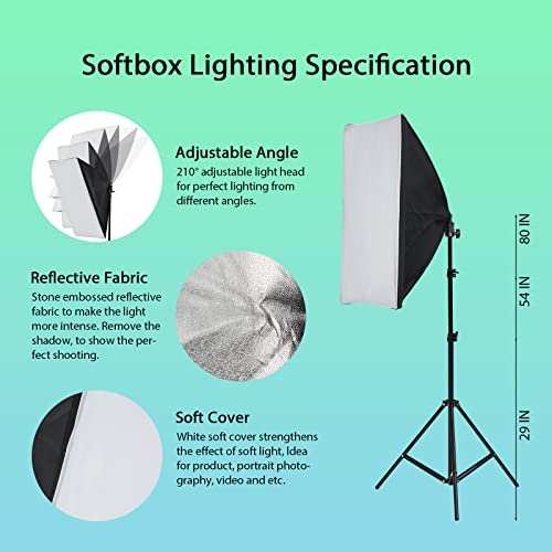 Image of PioneerWorks Photography Lighting kit with Backdrops, 8.5ftx10ft Backdrop Stand, 5 tripod stands and Bulb, Umbrella Softbox Continuous Lighting, Photo Studio Equipment for Portrait Product Photo Shoot