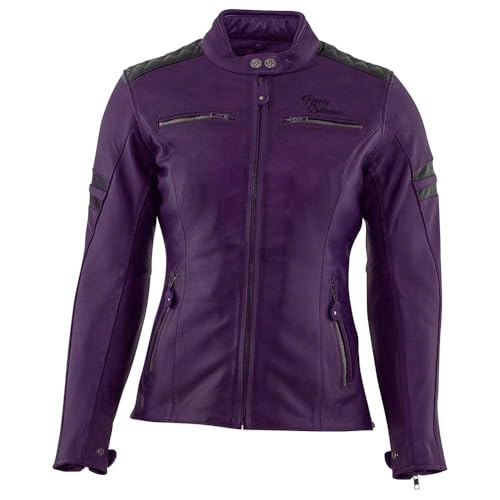 Image of Rusty Stitches Joyce Women's Motorcycle Leather Jacket (Purple/Black, 36)