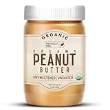 Organic Peanut Butter Creamy 16 oz (1 lb) - Unsweetened, Unsalted, Sugar Free - All Natural Creamy Peanut Butter Organic - Rich, Nutty Flavor - Healthy, Protein-rich Spread - Non-GMO, Gluten-Free - The Holly Tree