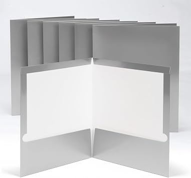 Mr. Pen- Paper Folders with Pockets, 6 pcs, Silver | Glossy Laminated Letter Size, Two Pocket Folder