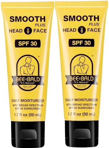 Bee Bald SMOOTH PLUS Head & Face Moisturizer with SPF 30 Sunscreen Lotion Protecting Skin From...