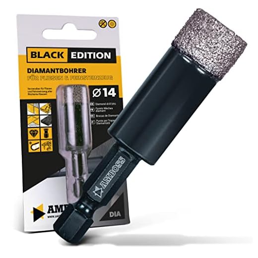 Kakelborr Ø 14 mm/sexkantsfäste – städ Black Edition diamantborr – kakel/porslin/granitplattor – lämplig för borr/batteriborr