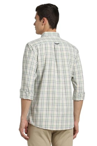 Image of Peter England Men 100% Cotton Slim Fit Checkered Casual Everyday Full Sleeve Shirt |