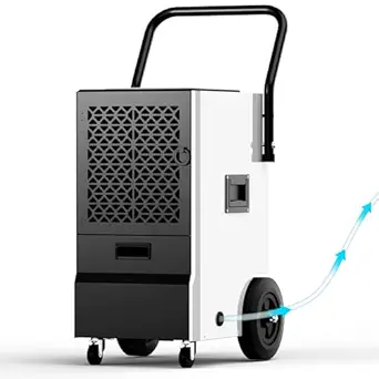 EUHOMY 160 Pints Commercial Dehumidifier for Basement with Drain Hose, Timer, and Wheels