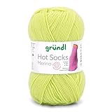 Gründl Hots Socks Laine mérinos unie pour chaussettes 4 brins 50 g / 200 m 75 % laine vierge (laine mérinos superwash), 25 % polyamide, sans mulesing, certifiée Öko Tex Standard, citron vert