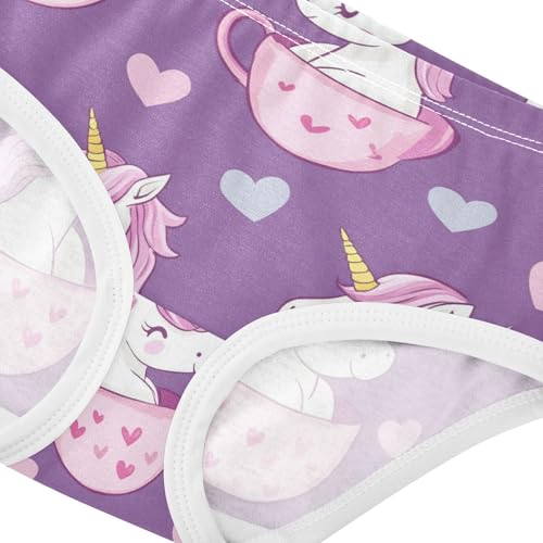 Wusikd Cute Unicorns Girls' Underwear Cotton Pink Mug Hearts Girls Briefs Soft Toddler Underwear 2T4