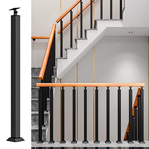 LVLONG Barandillas cuadradas para balaustres, husillos de hierro forjado de metal para escaleras interiores, porche, balcón, barandilla para escaleras y plano, paquete de 1/2/5/10 (color: altura: 85