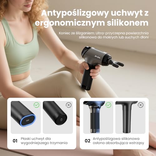 Pistolet do Masażu, Bob and Brad T2 Massage Gun 4000mAh Ręczny Elektryczny Massagepistole Perkusyjnego Mięśni Głębokiego Amplitudą 10mm dla Sportowców Przeciwbólowy Terapeutyczny i Relaksacyjny
