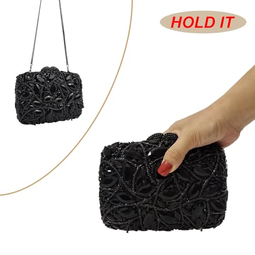 Image of Colorful Crystal Clutch Box Handbag Women Sparkling Evening Bags for Wedding Party Prom Purse