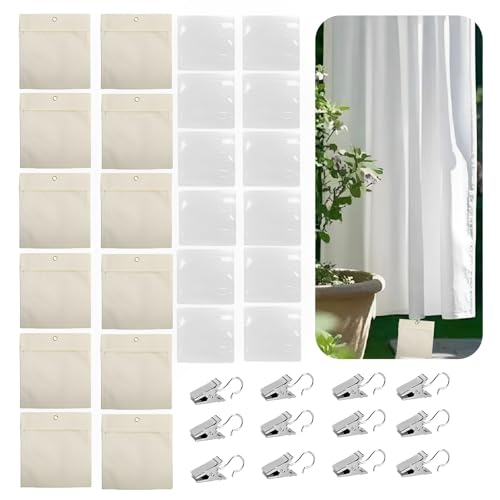 12 Pack Outdoor Curtain Weights, Portable Weight Sandbag for Pergola Drapes, Cabana, Gazebo & Garden Tents, Heavy Duty Drapery Weights with Windproof Design to Secure Tablecloths & Outdoor Curtains