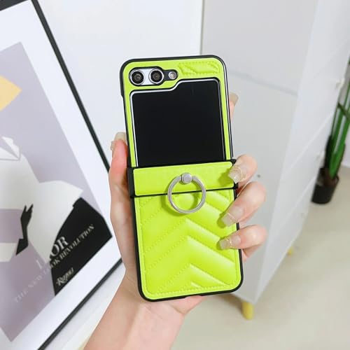 Coque Rigide Antichoc Galaxy Z Flip5 Vert en Cuir PU