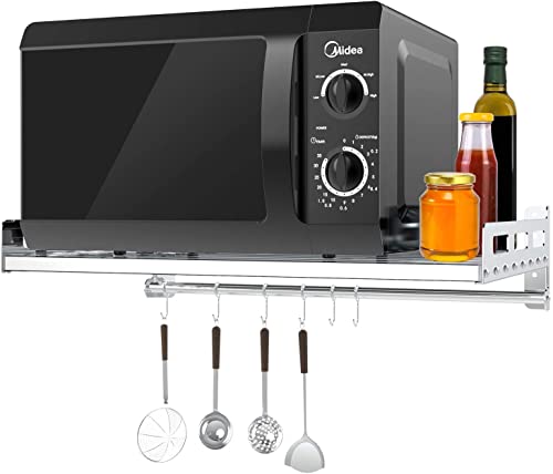 30 Inch Stainless Steel Wall Shelf Metal Shelving Heavy Duty Commercial Or Household Grade Wall Mount Microwave With Fixing Kit Microwave Support Load 120Lb/55Kg Microwave Oven Shelf (Width 30 In) #TOP4