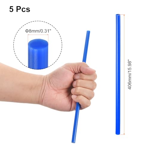 Image of uxcell 5 Pcs Blue Plastic Rods 8 x 406mm ABS Styrene Round Stick Round Solid Bar DIY Model for DIY Toys Building Making Architectural Model Making