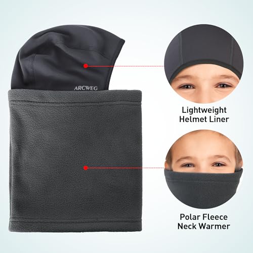 Image of Arcweg Kids Balaclava Ski Mask Thermal Fleece Neck Warmer Winter Windproof Face Hood Mask Fits Under Helmets for Boys Girls