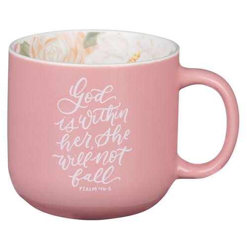 Taza de cerámica 14 oz con versículo bíblico floral