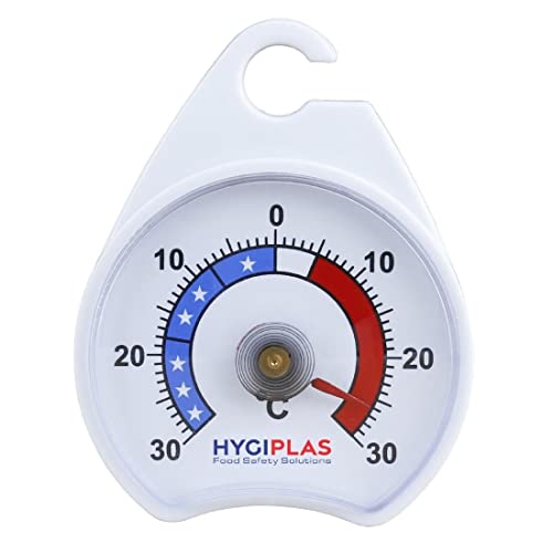Hygiplas Fridge Freezer Dial Thermometer with Hook- Temperature Range-30°C to 30°C, Easy to Read J226