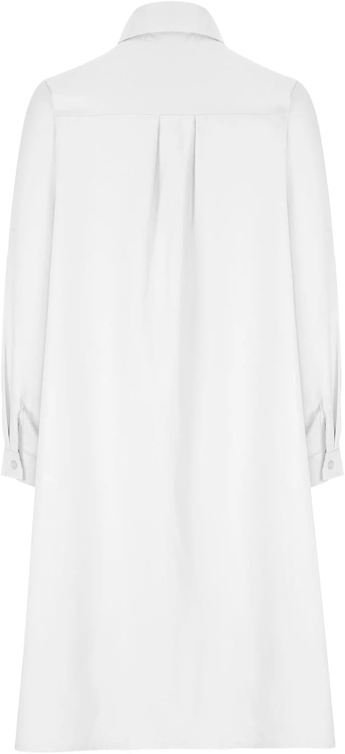 Spring Summer Button Down Shirt Dress for Women's Plus Size Casual Loose V Neck A-Line Long Tunic Dresses - Image 4