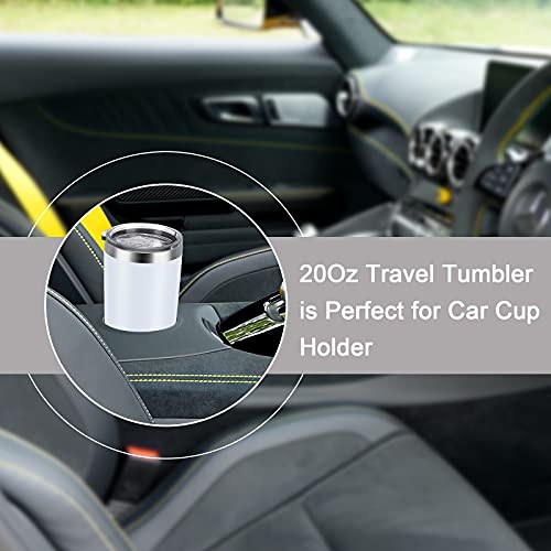 4 Pack Travel Tumblers, 20 Oz Stainless Steel Tumblers With Lids Straws, Double Wall Travel Tumblers, Vacuum Insulated Tumblers, Powder Coated Insulated Coffee Cup For Hot And Cold Drinks, White #TOP2