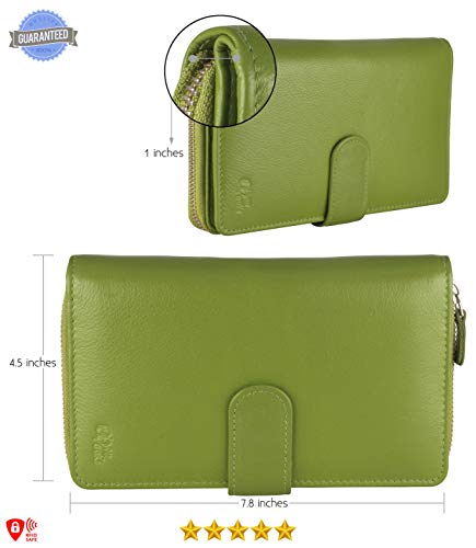 Image of Big Fat RFID Blocking Leather Organizer Checkbook Wallets For Women - Clutch