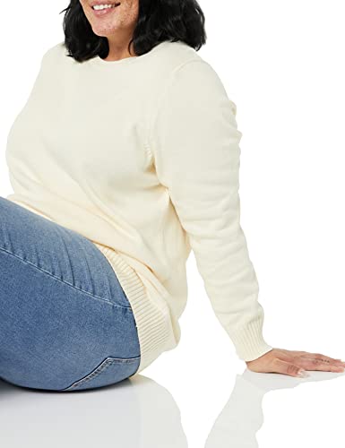 Amazon Essentials Women's 100% Cotton Crewneck Sweater (Available In Plus Size), Ecru, X-Small #TOP4