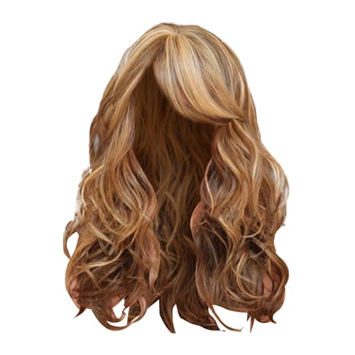 Peluca larga y rizada rubia para mujer con pelo de calor, peluca larga para hombre (marrón talla única)