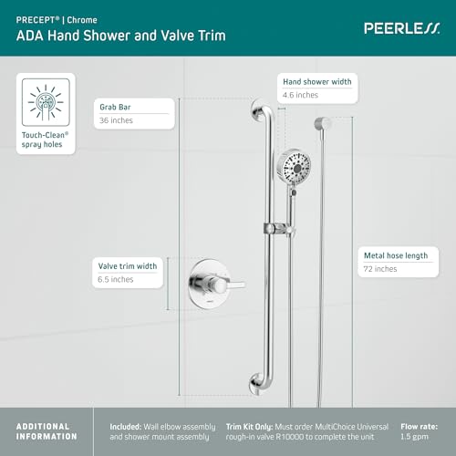 Sistema de ducha con barra deslizante y ducha de mano Peerless PTT24347 miniatura 3