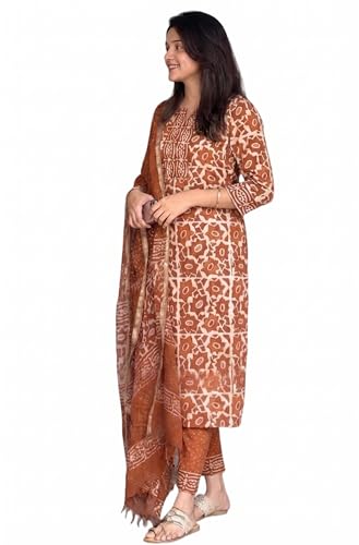 Image of KLOSIA Women's Printed Straight Kurta and Pant with Dupatta Set