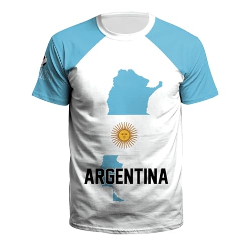 YuanDiann 2024 Européen/America Football Coupe T Shirts Ventilateurs Encourager Sport Casual Homme Femme Enfants Manche Courte Col Rond Séchage Rapide Respirant Tee Shirt Argentine 2# 160