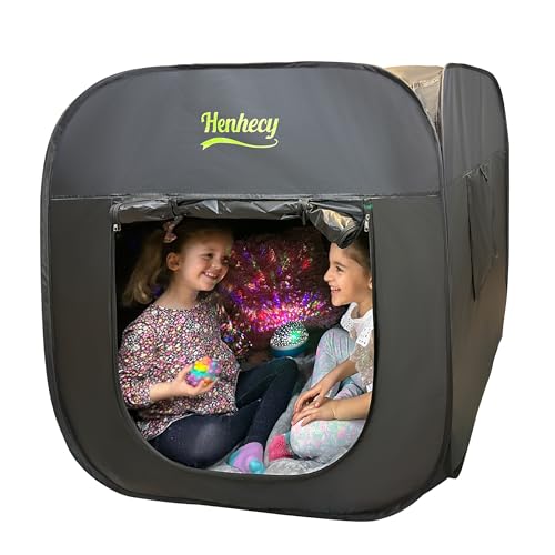 Sensory Tent for Kids with Autism, ADHD, SPD - Calm Corner Hideout Den for Children to Play and Relax - Pop-up Blackout Play Tent with Additional Mesh Windows (40x40x40 inches)