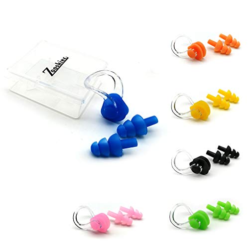 Zooshine 6 Sets Waterproof Swimming Earplugs Nose Clips Nose Plug for Swimming Ear & Nose Protector for Adults Kids