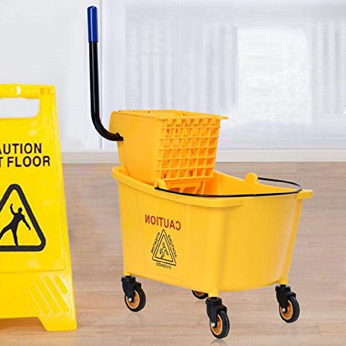 Toolsempire 35 Quart Large Capacity Mop Bucket Side Press Cleaning Wringer Trolley For Household & Commercial Use #TOP5