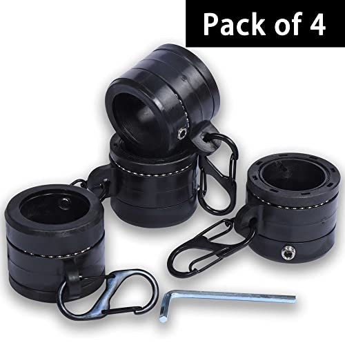 Adjustable Flag Pole Rings for 1-inch Flagpoles - Pack of 4 (Black)