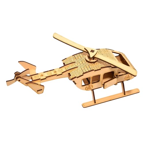 Image of DIY Wooden Puzzle for Kids and Teens - Helicopter | 3D Puzzle | Aesthetic Home Decor Item, Construction Toy, Modeling Kit, School Project - Easy to Assemble