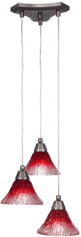 Toltec Lighting Europa 3 Light Cluster Pendalier in Brushed Nickel (28-BN-4155)