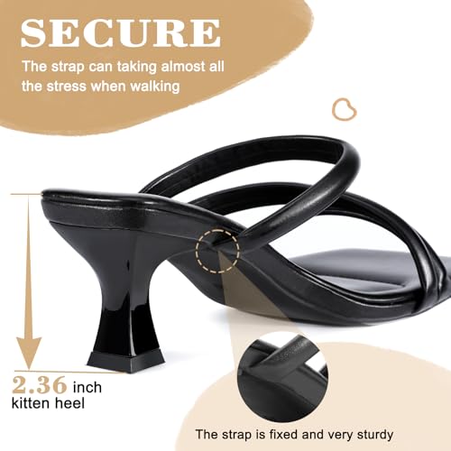 Trakxy Women Square Toe Kitten Heel Sandals Comfortable Open Toe Shoes Low Heels Cross Strappy Sandal2